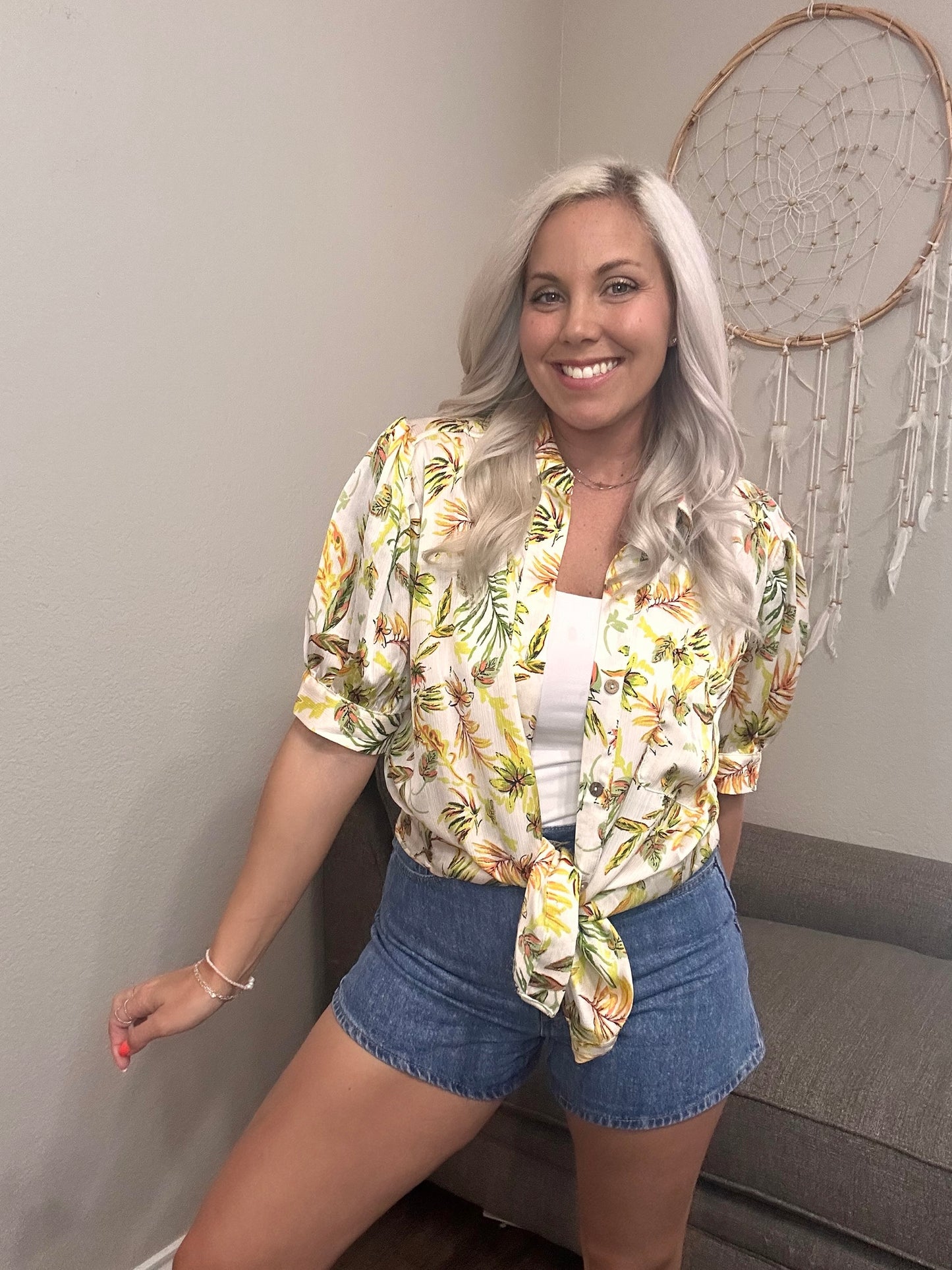 Tropical Vibes Button Up Blouse