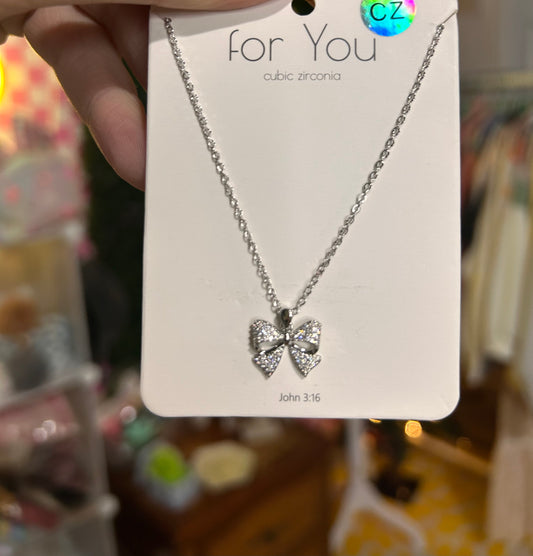 CZ Bow Necklace