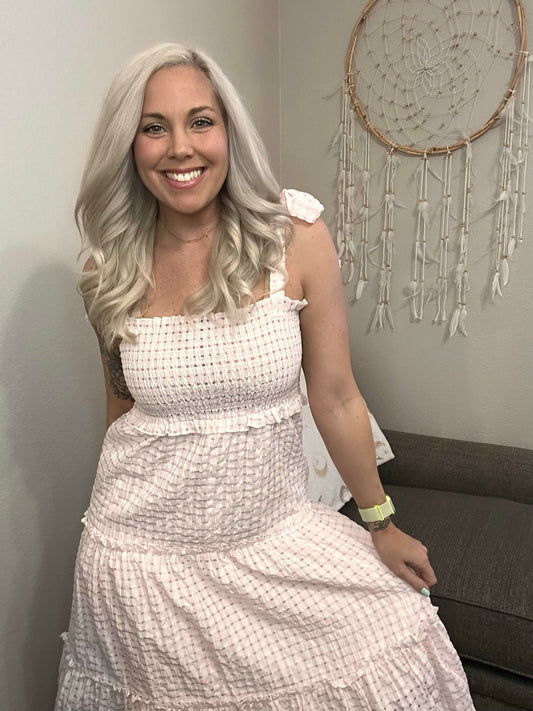 Penelope Pink Seersucker Gingham Dress