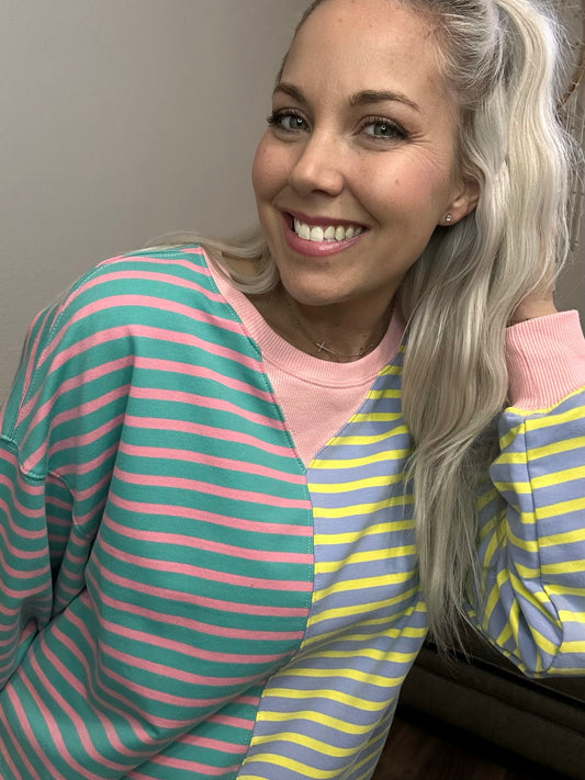 Striped Sherbet Colorblock Sweatshirt
