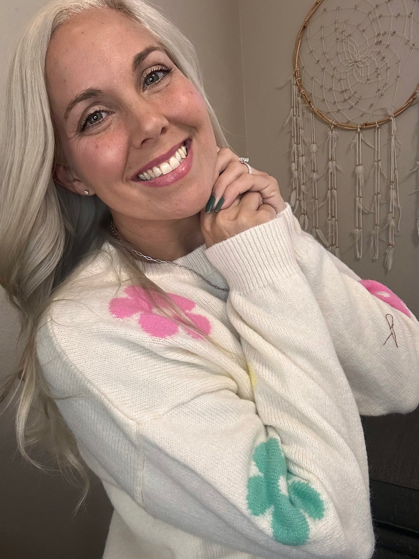 Flower Power Sweater- Ivory/Multi