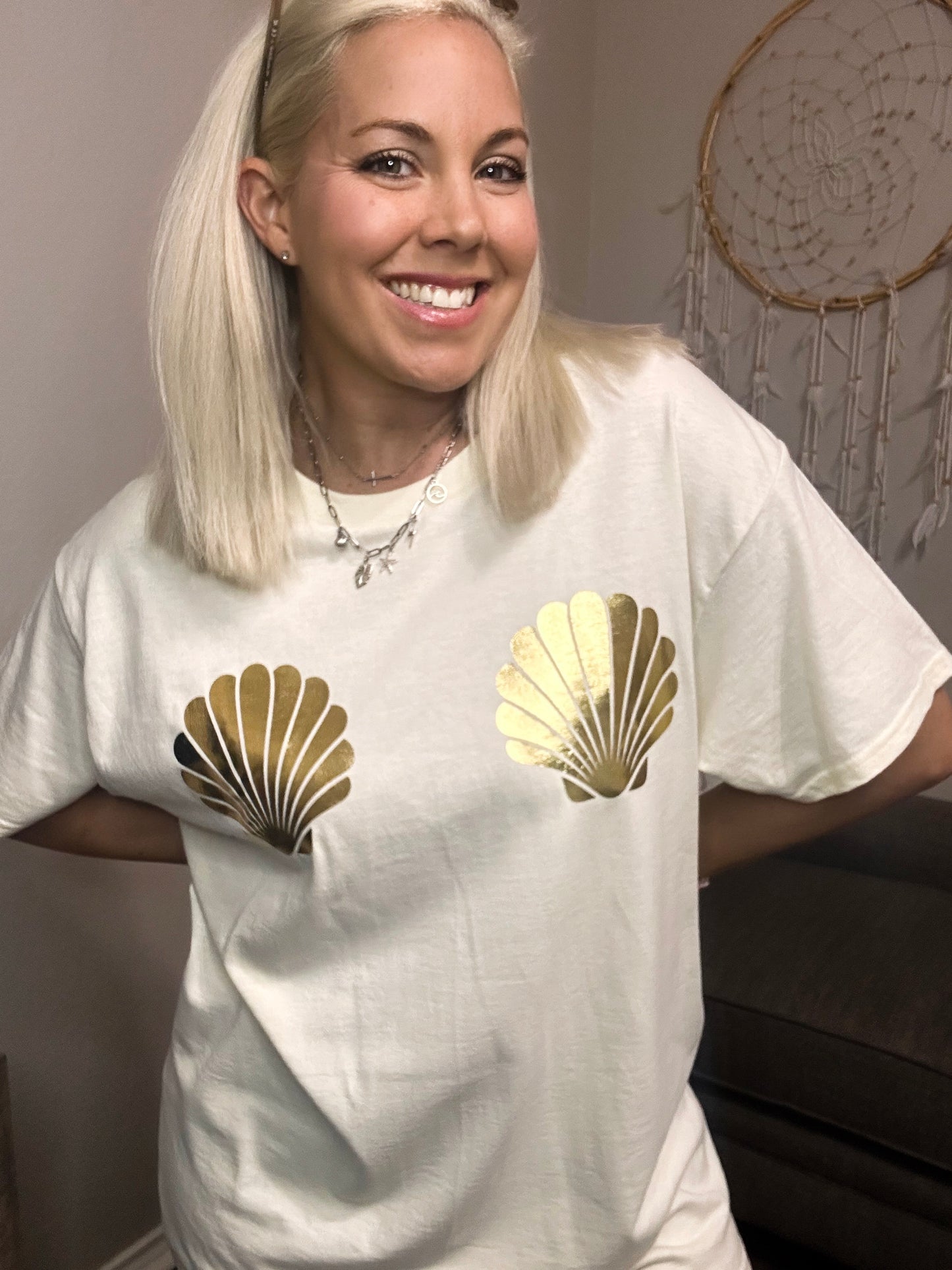 Metallic Shells Oversized Tee