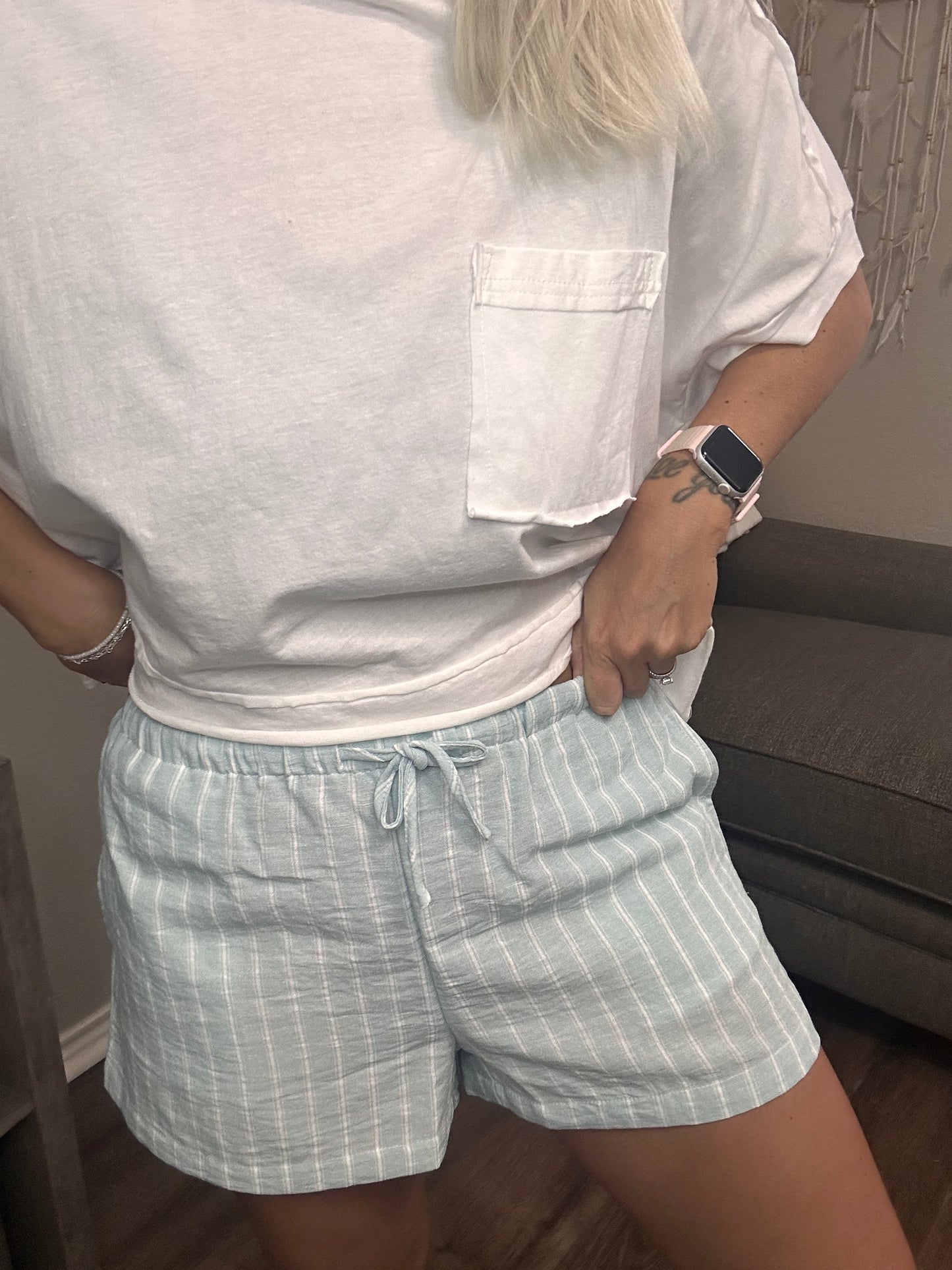 Sky Blue Linen Short