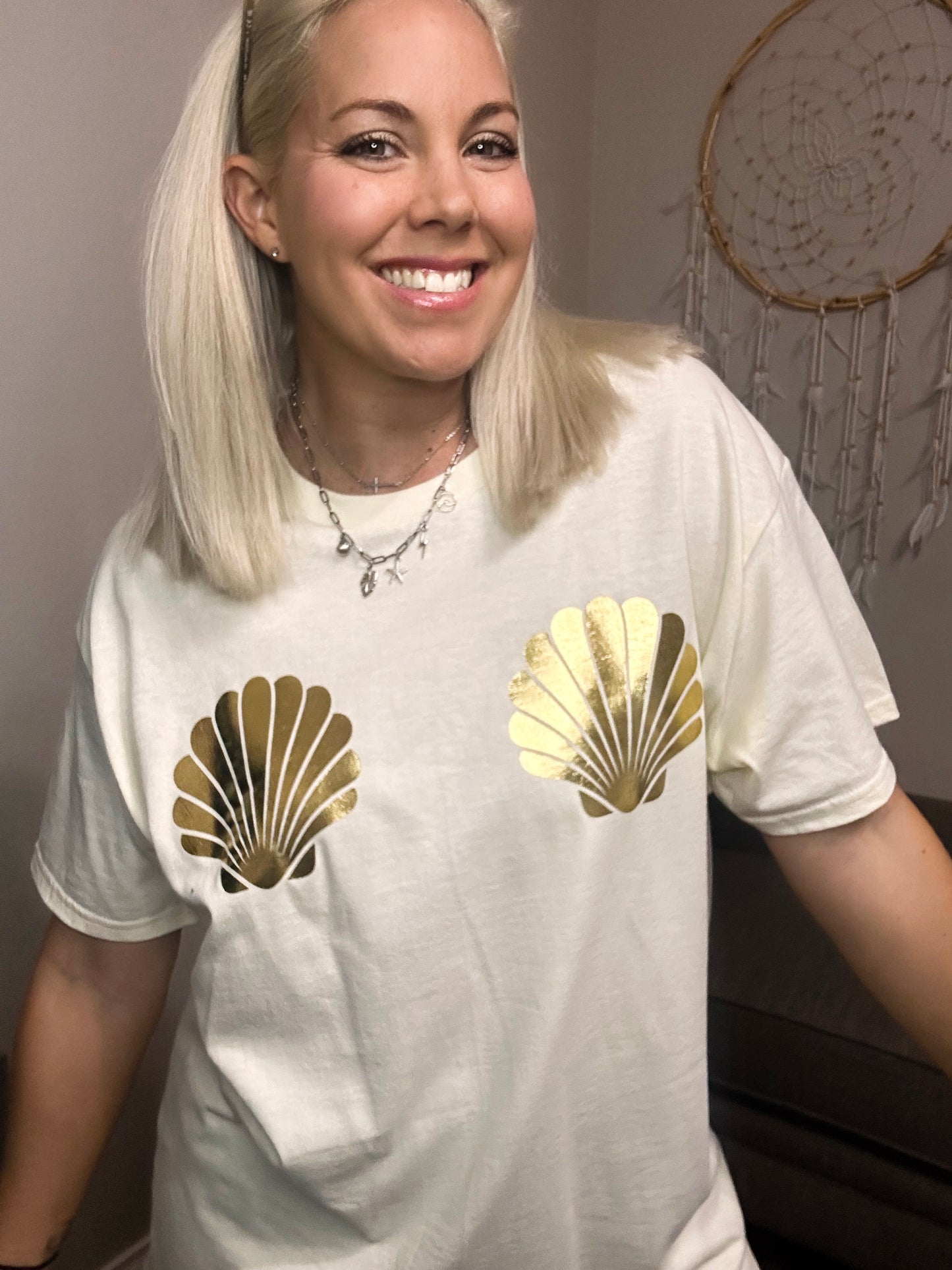 Metallic Shells Oversized Tee