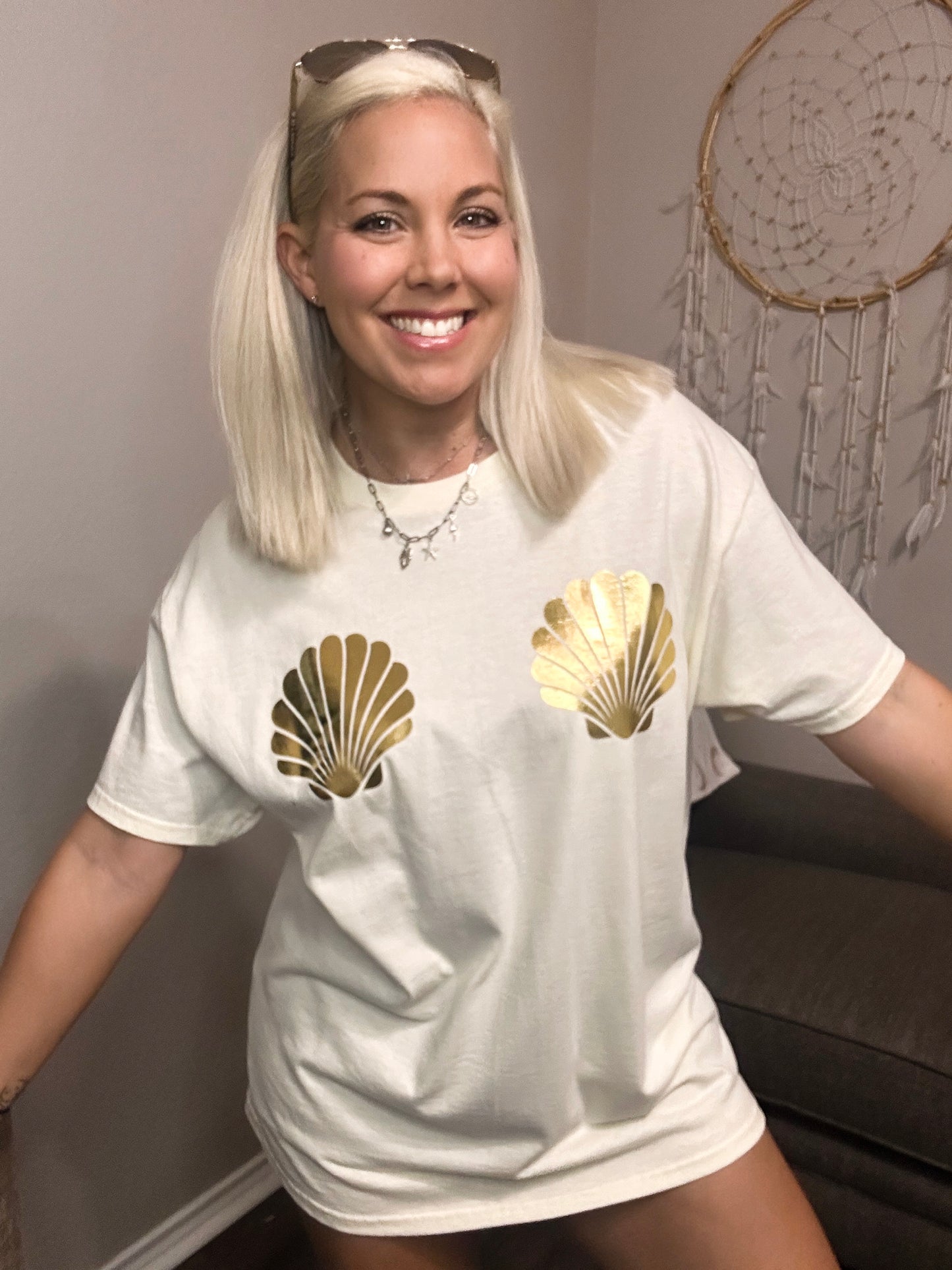 Metallic Shells Oversized Tee