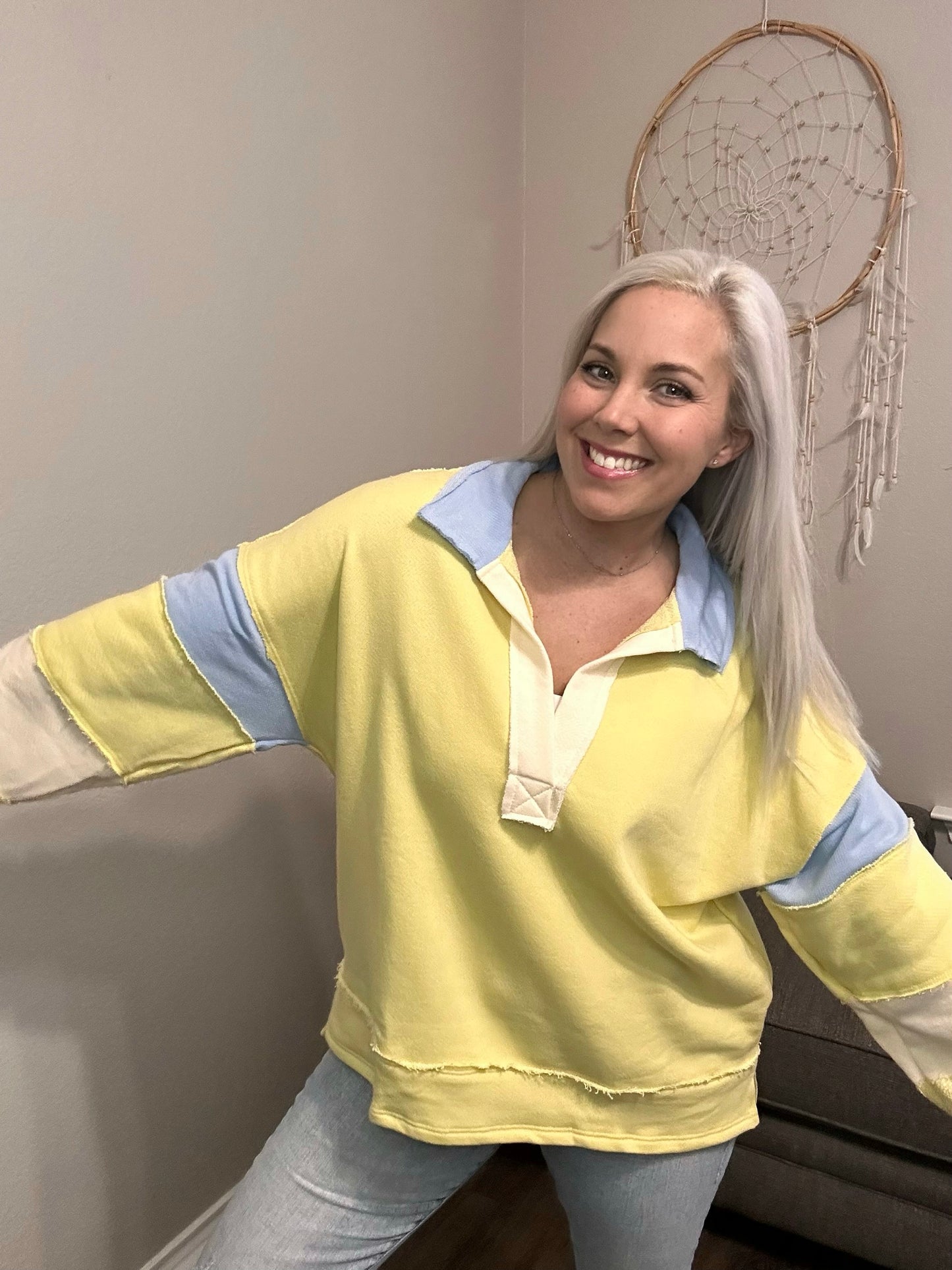 Princeton Slit Hem French Terry Color-block Sweatshirt