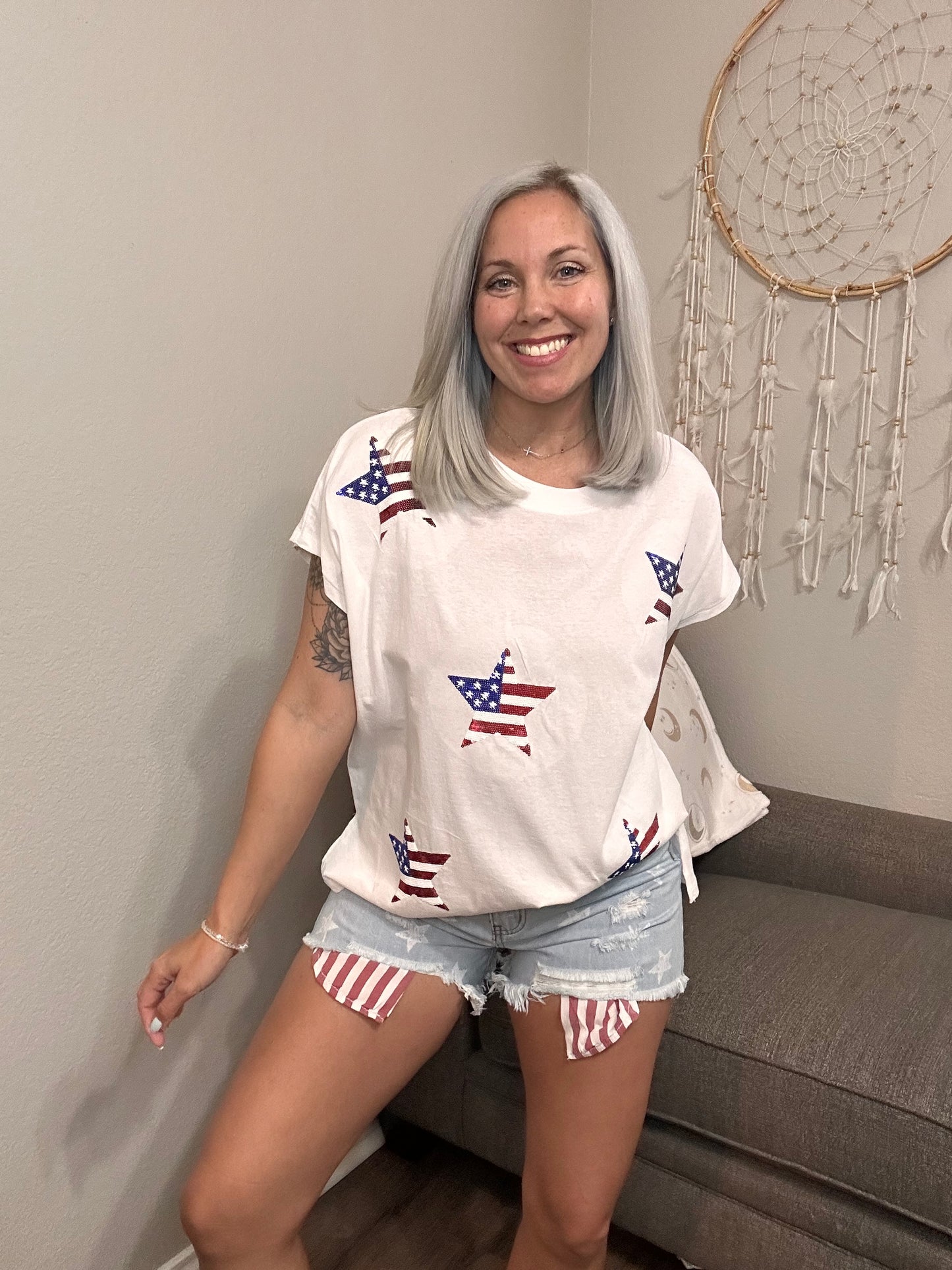 Patriotic Denim Shorts