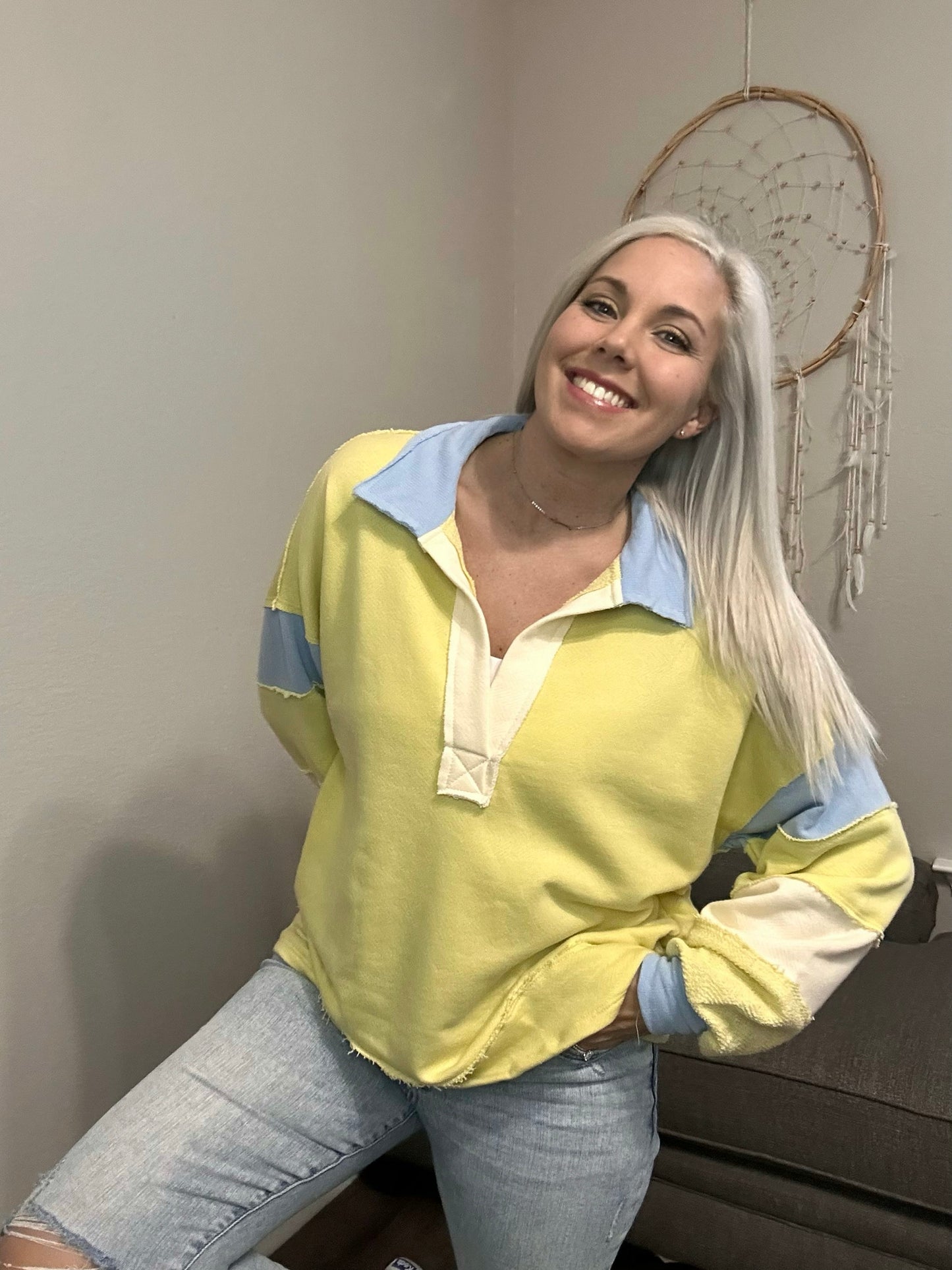 Princeton Slit Hem French Terry Color-block Sweatshirt
