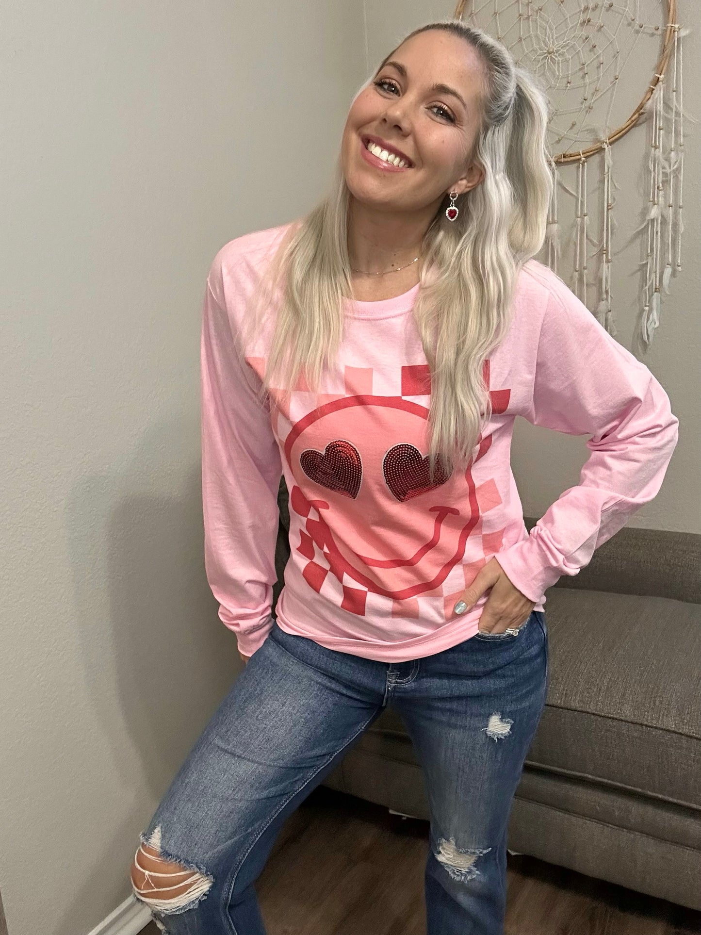 Heart Smiley Long Sleeve Graphic