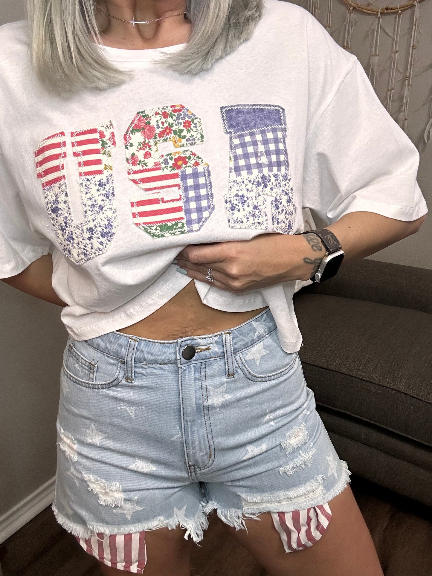 Patriotic Denim Shorts