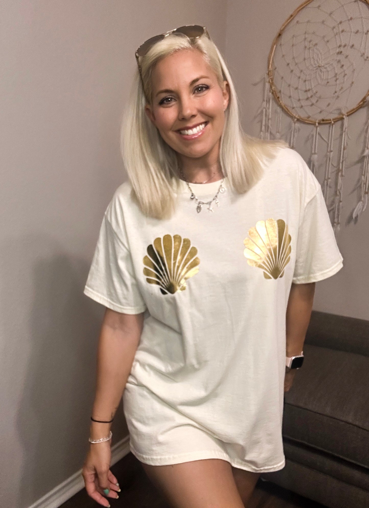 Metallic Shells Oversized Tee