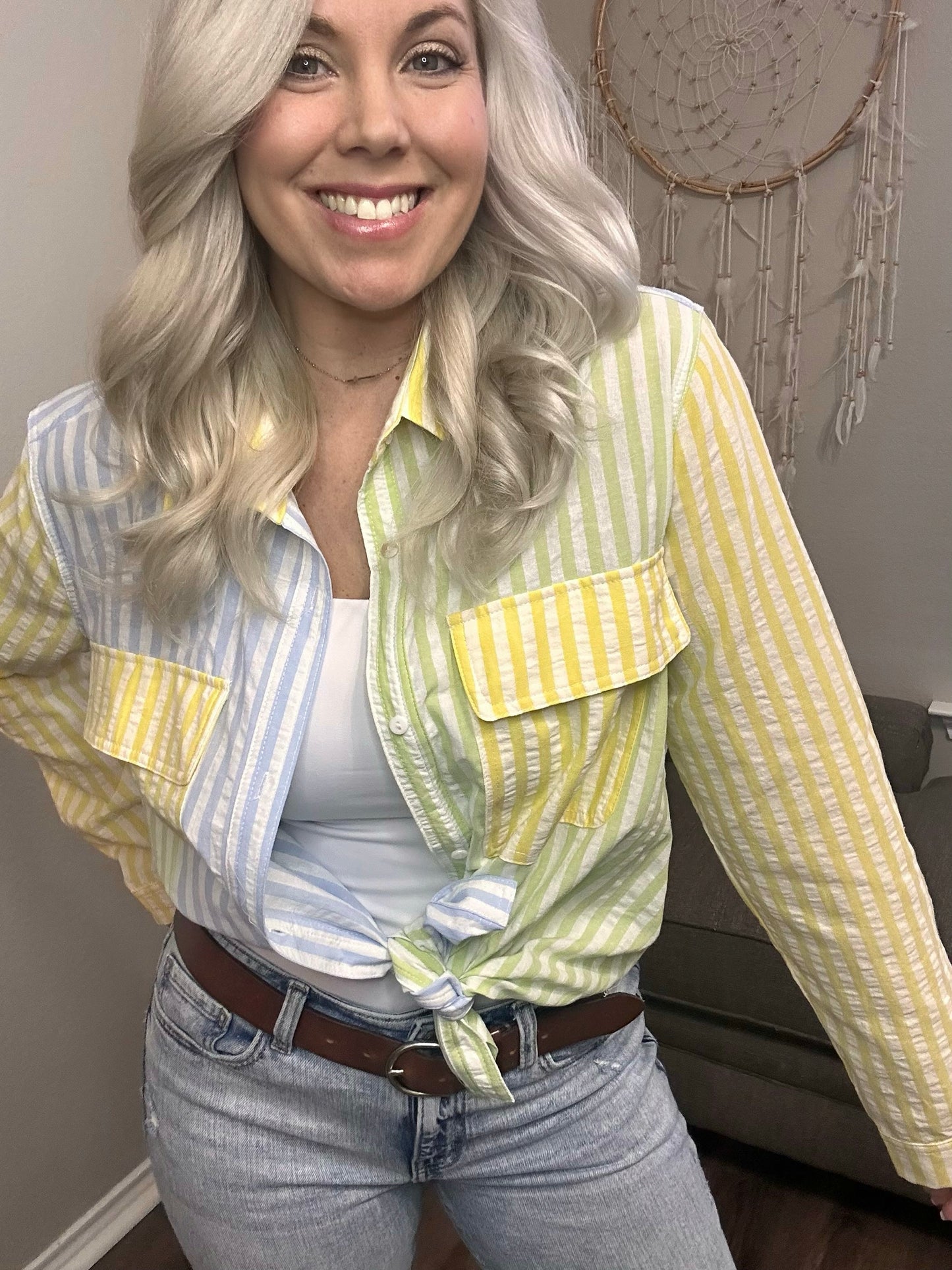 Oceanside Striped Button Up