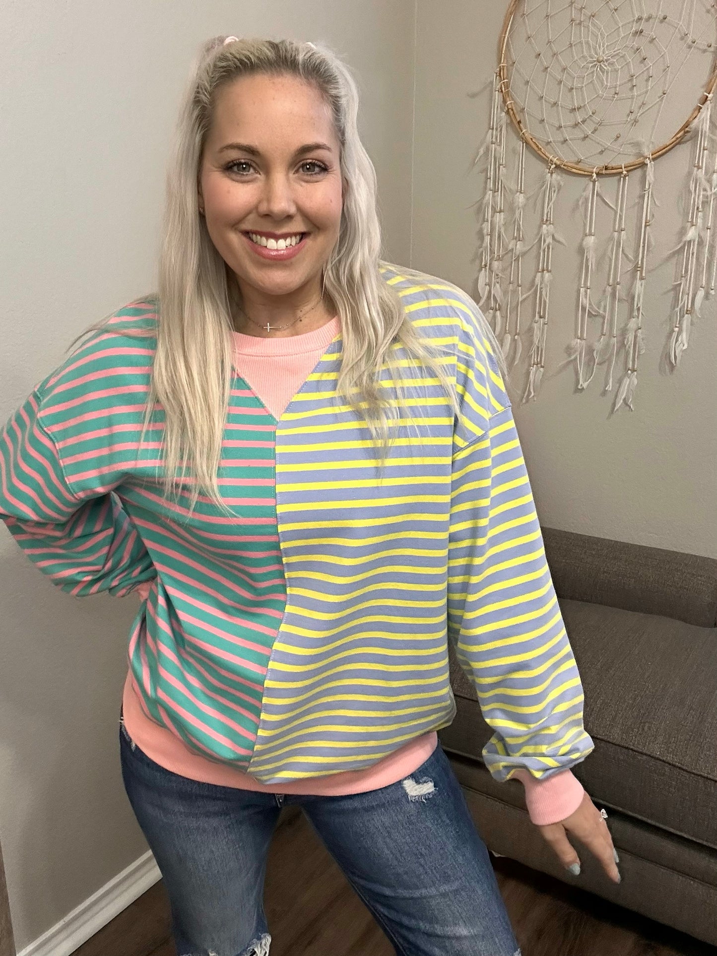 Striped Sherbet Colorblock Sweatshirt