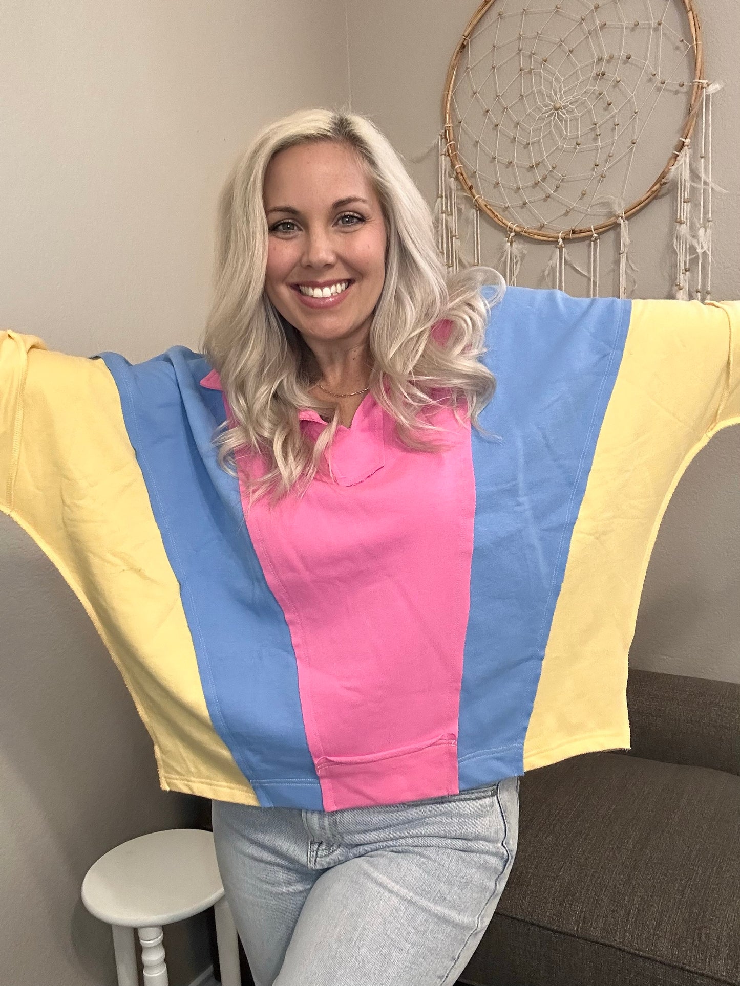 Leslie Bright Color Block Pullover