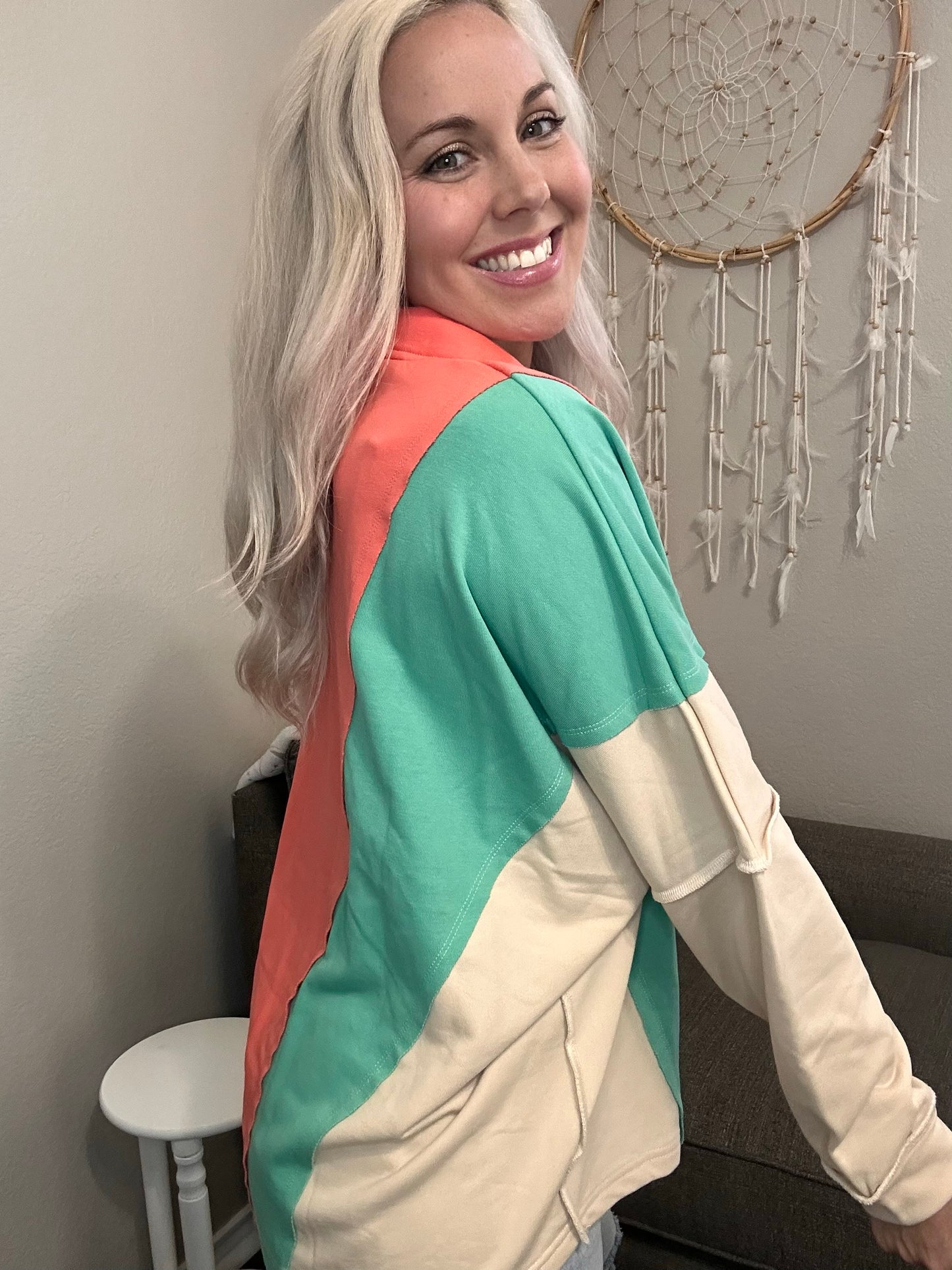 Leslie Fall Color Block Pullover