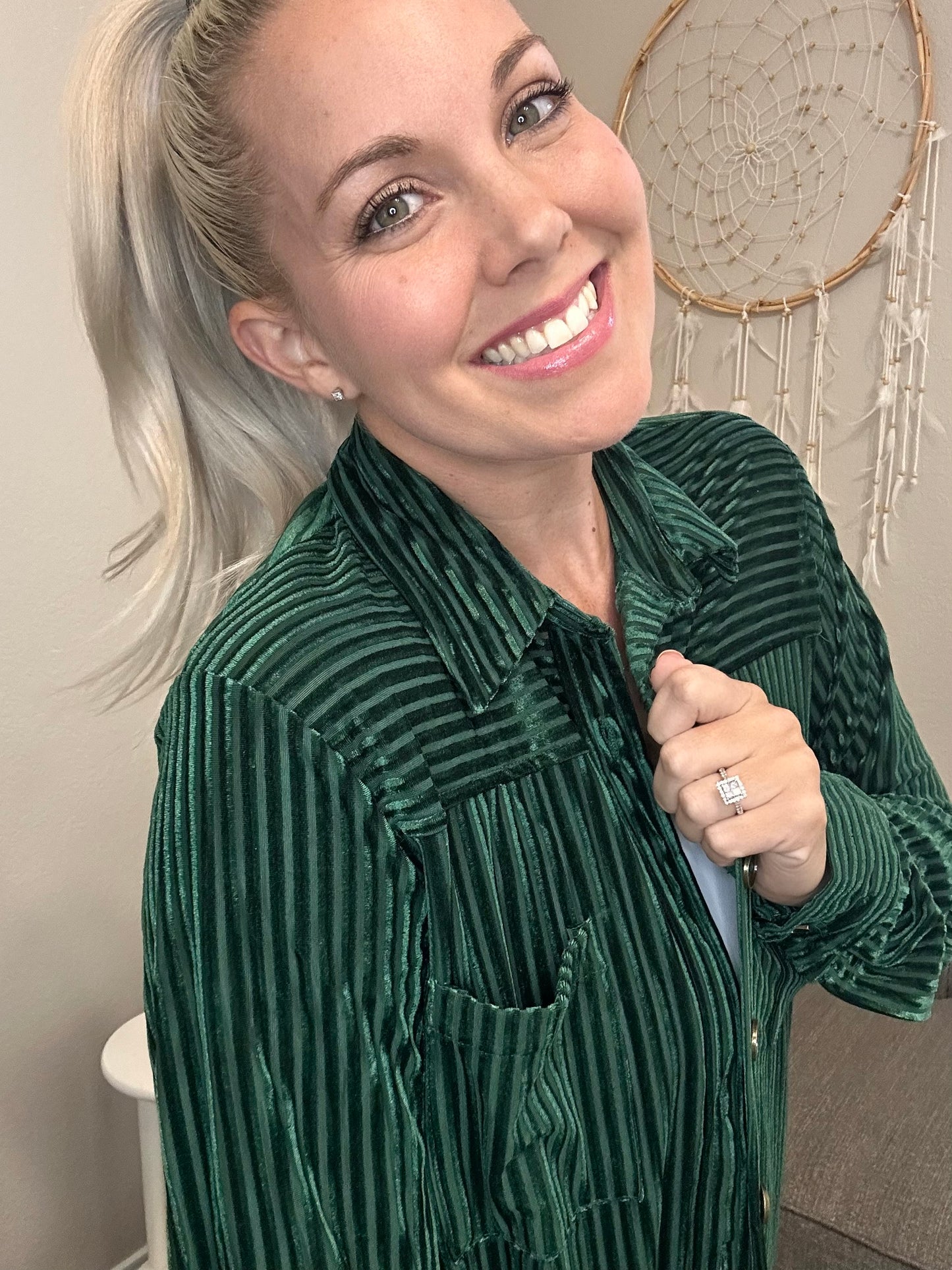 Vera Velvet Striped Button Up