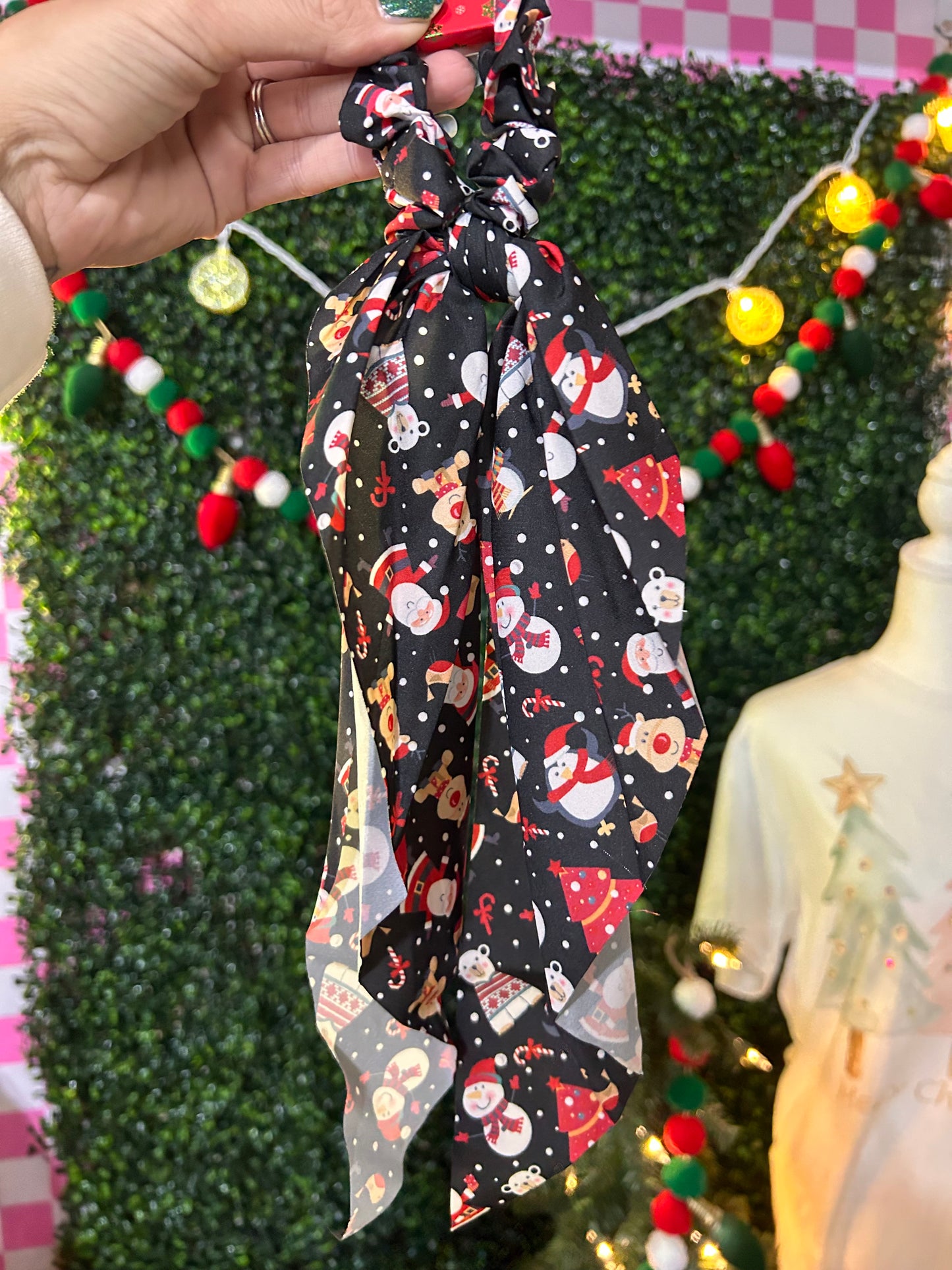 Christmas Theme Scarf Scrunchie