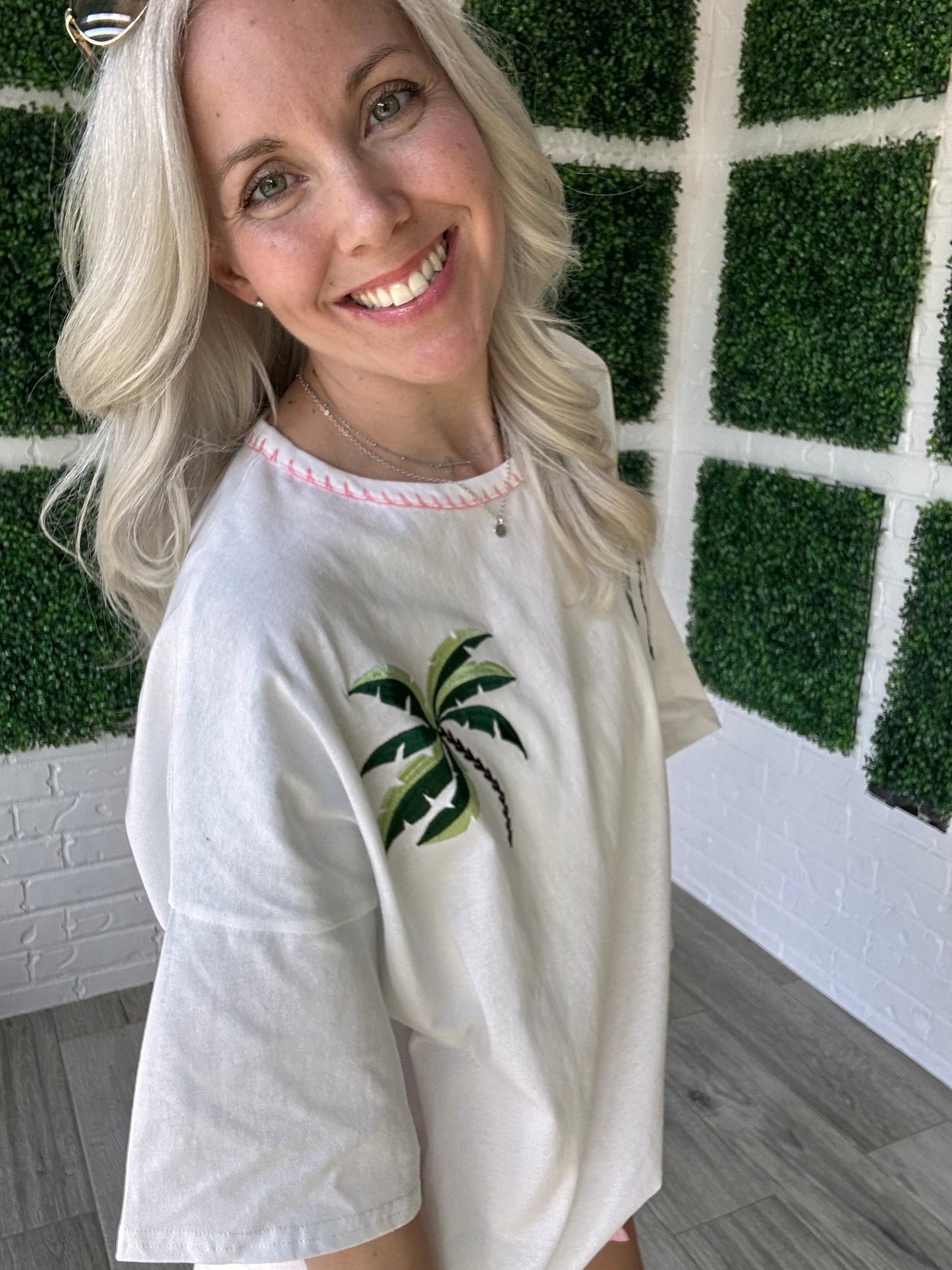Pink Paradise Palm Top