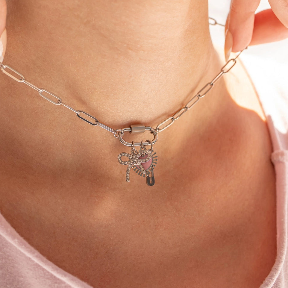 Stainless Steel Paperclip Carabiner Necklace