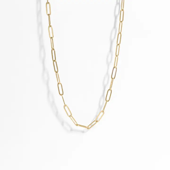 Paperclip Chain Charm Necklace- 18K Gold PVD