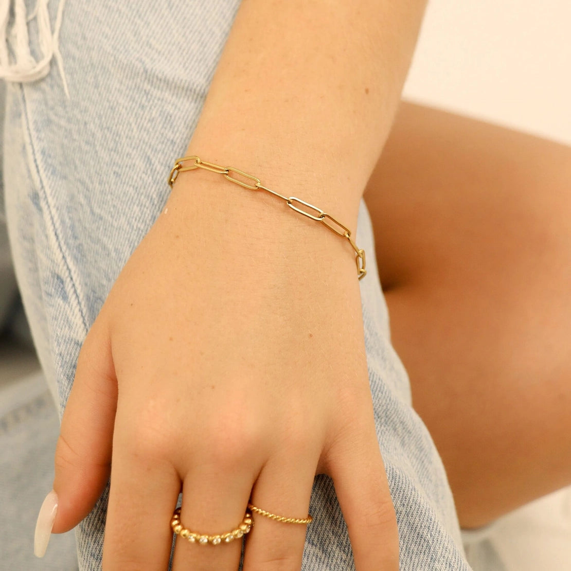 Paperclip Chain Bracelet-18k Gold PVD