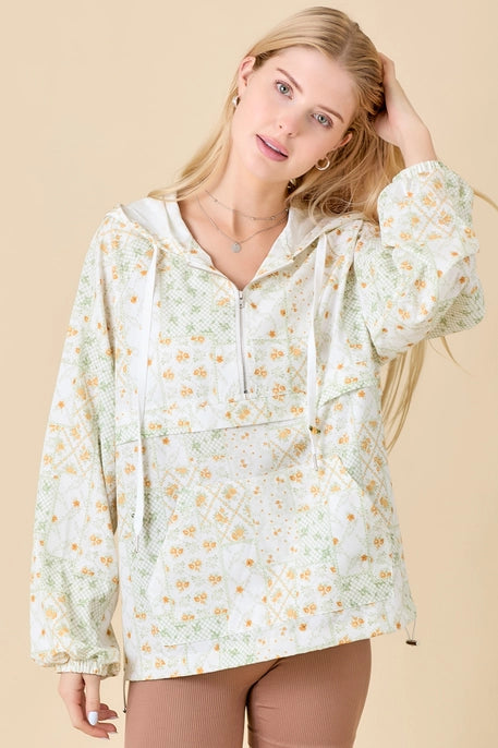 Dainty Flower Patch Pullover Windbreaker