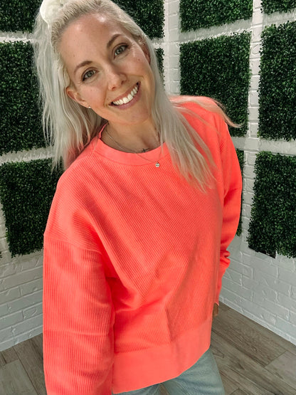 Moon Ryder Neon Cropped Corded Pullover