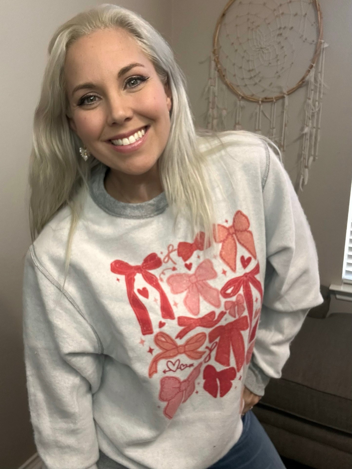 Girly Bow Reverse Fleece Sweatshirt