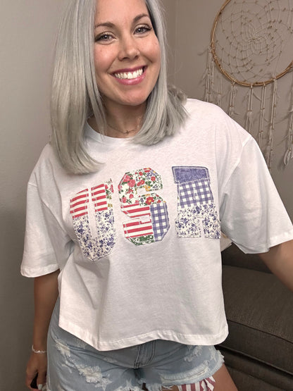 USA Patchwork Short Sleeve