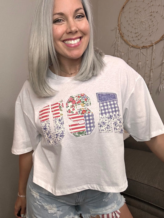USA Patchwork Short Sleeve