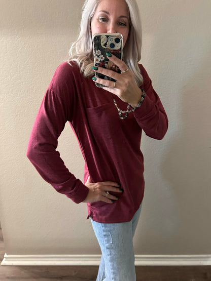 Fireside Basic Long Sleeve- Burgundy