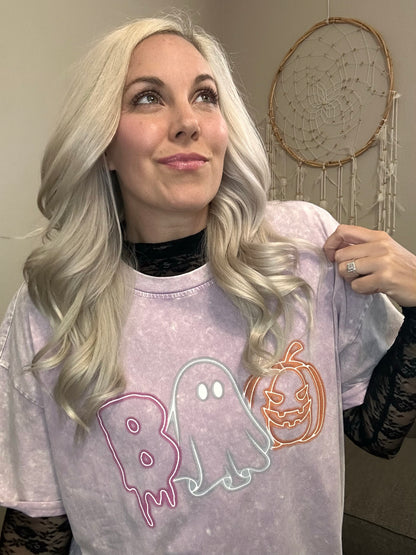 Boo! Neon Light Graphic Tee- Lavender