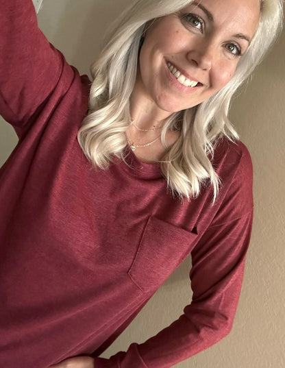 Fireside Basic Long Sleeve- Burgundy