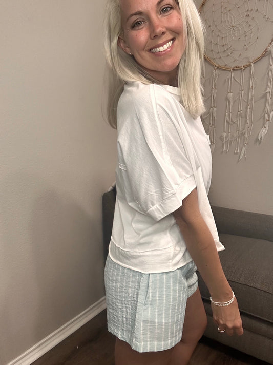 Sky Blue Linen Short