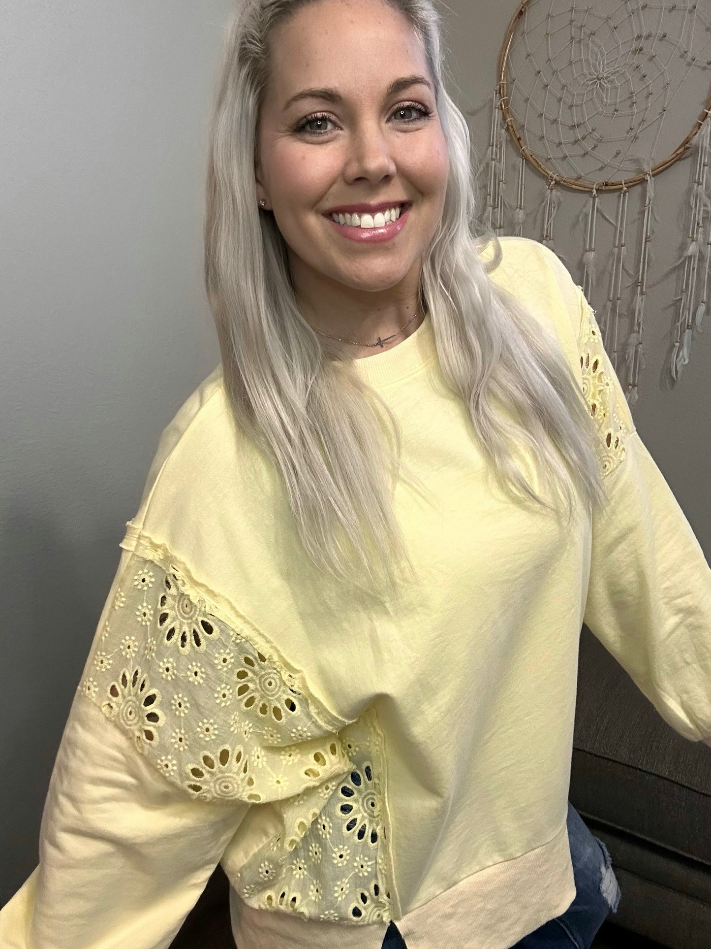 Ellie Eyelet Pullover Sweatshirt