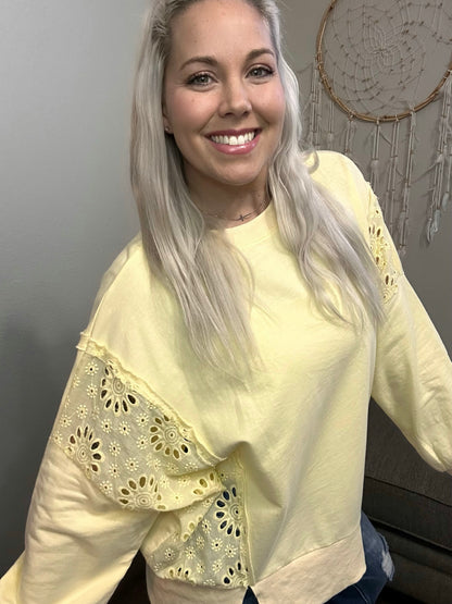 Ellie Eyelet Pullover Sweatshirt