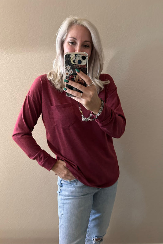 Fireside Basic Long Sleeve- Burgundy