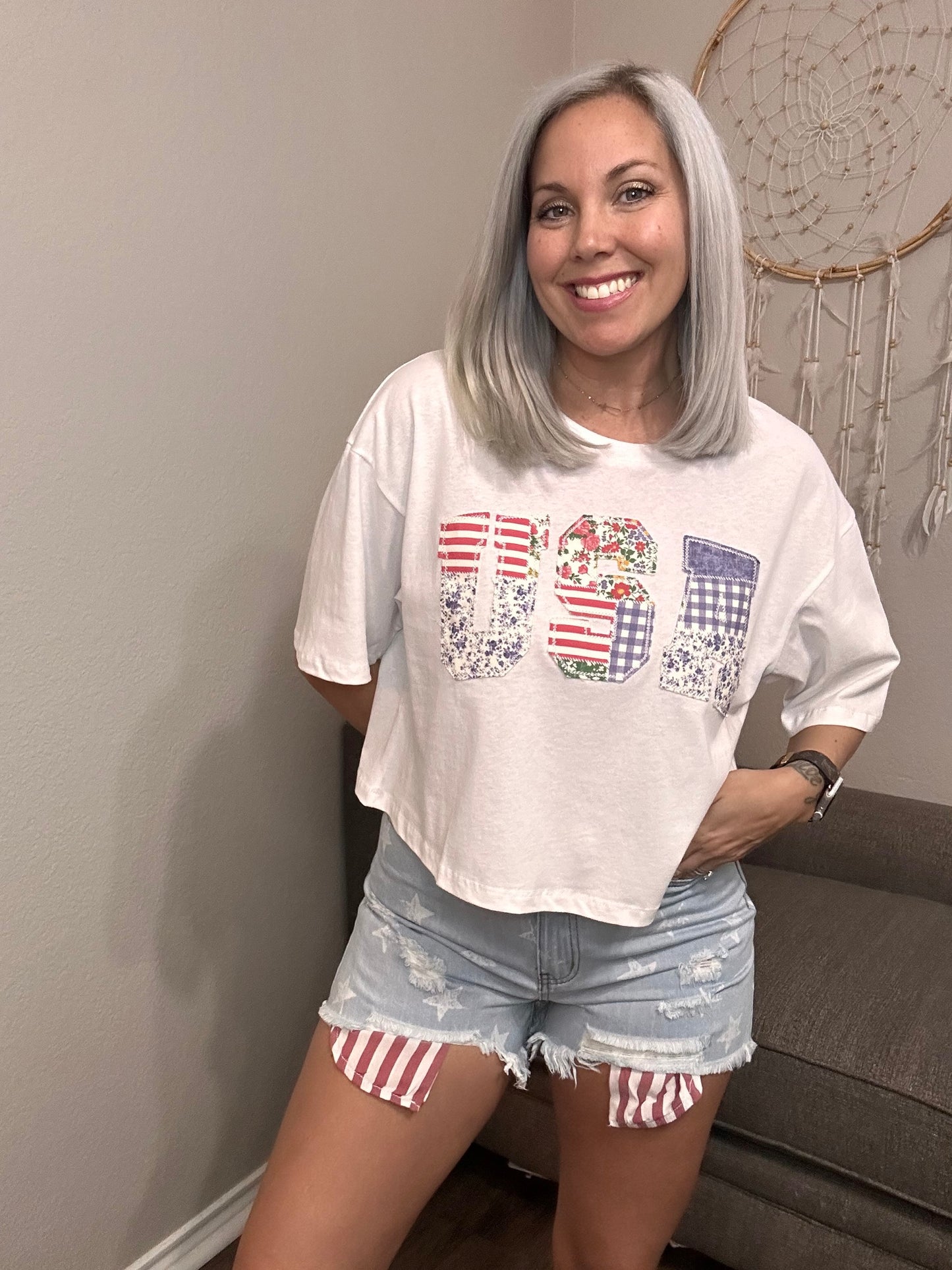 USA Patchwork Short Sleeve