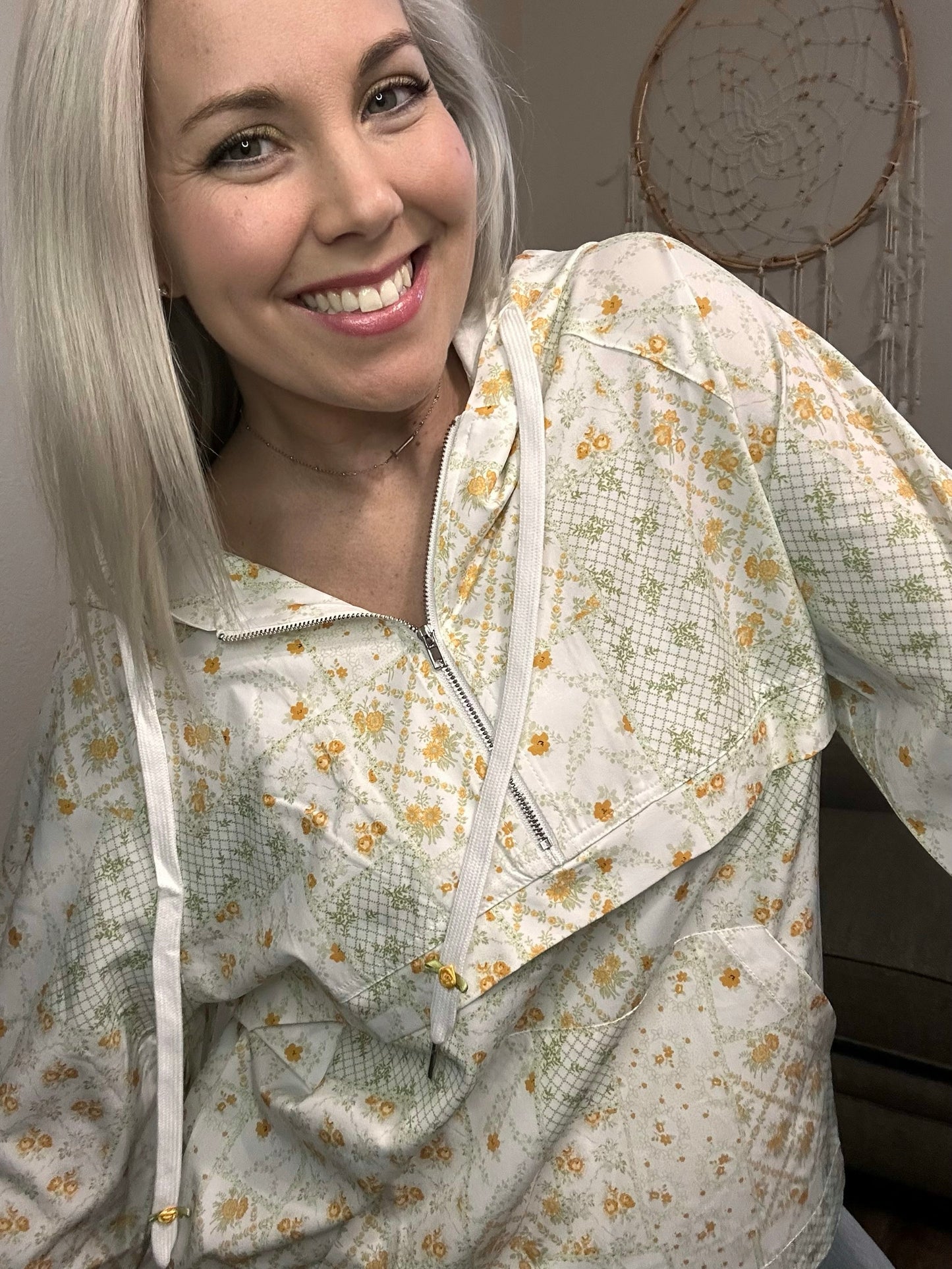 Dainty Flower Patch Pullover Windbreaker