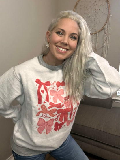 Girly Bow Reverse Fleece Sweatshirt