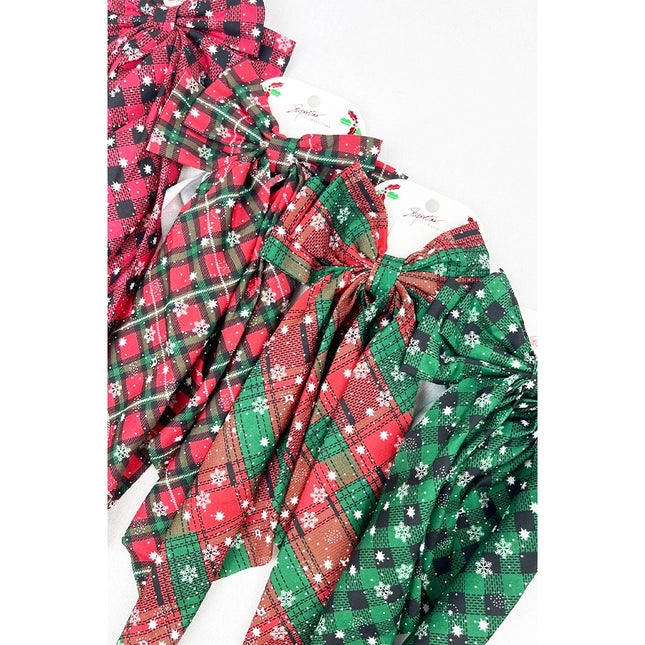 Christmas Pattern Long Tail Hair Bow