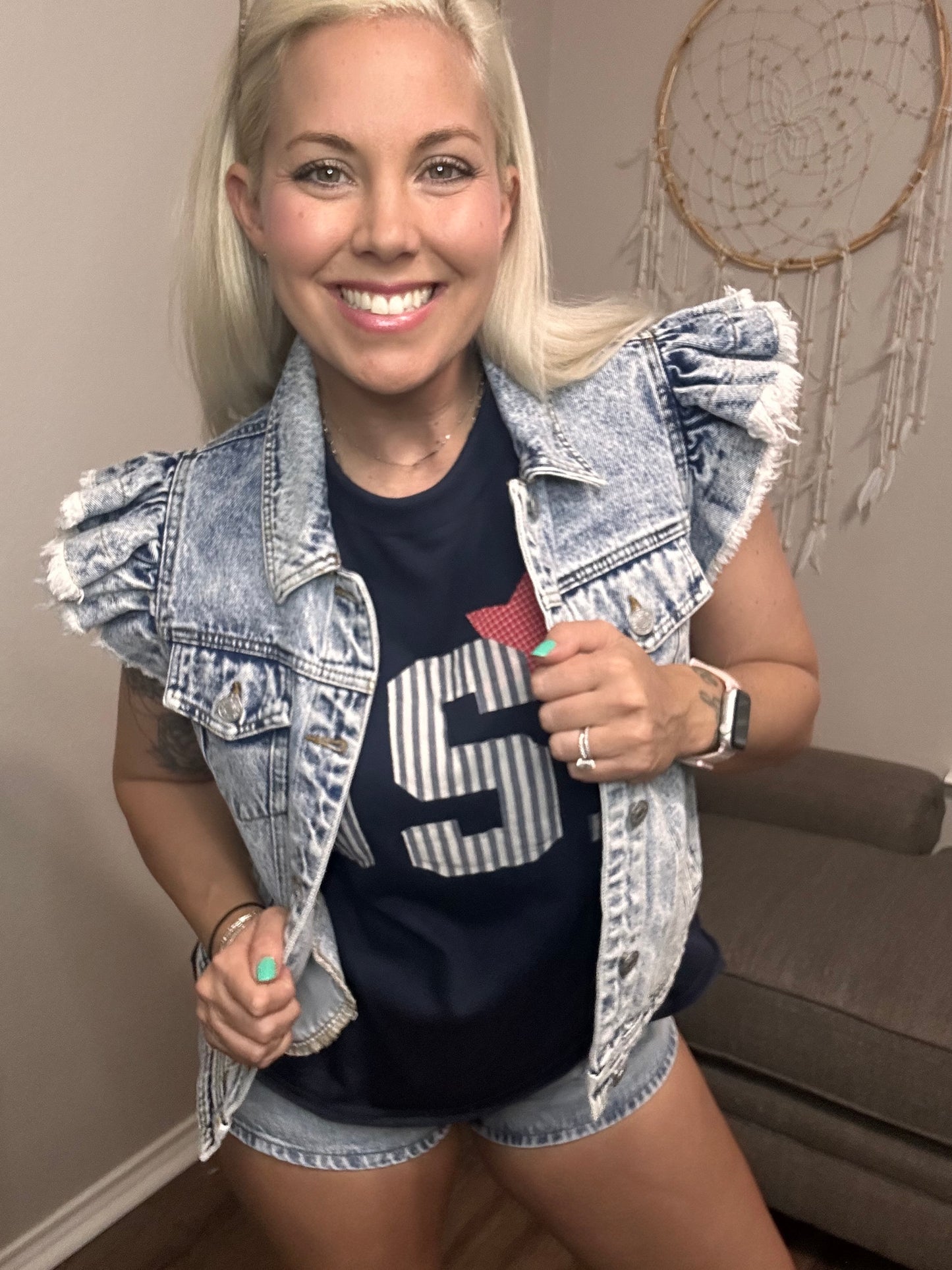 Ruffle Rebel Denim Vest