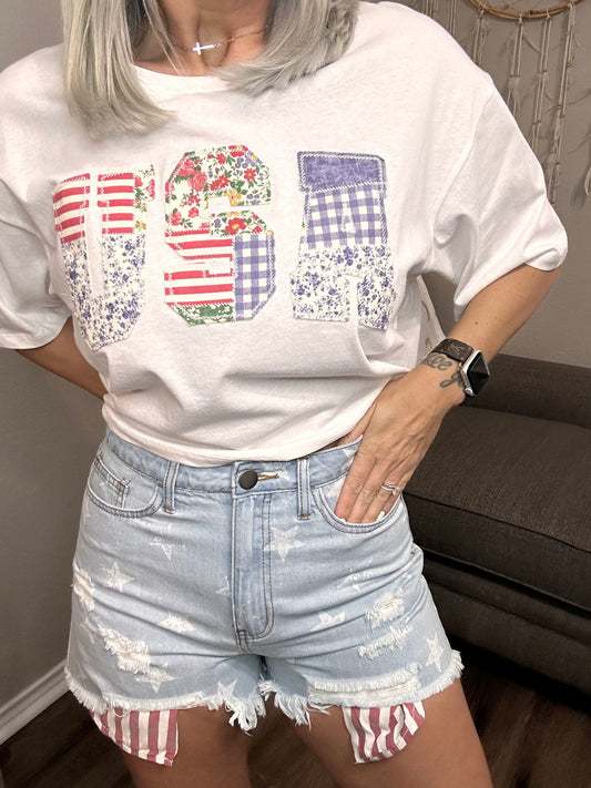 Patriotic Denim Shorts