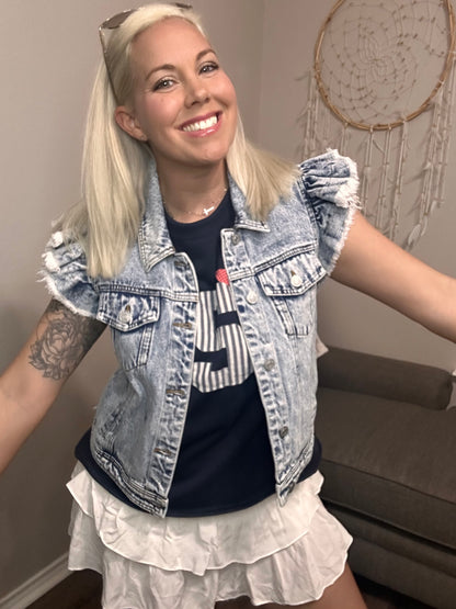 Ruffle Rebel Denim Vest