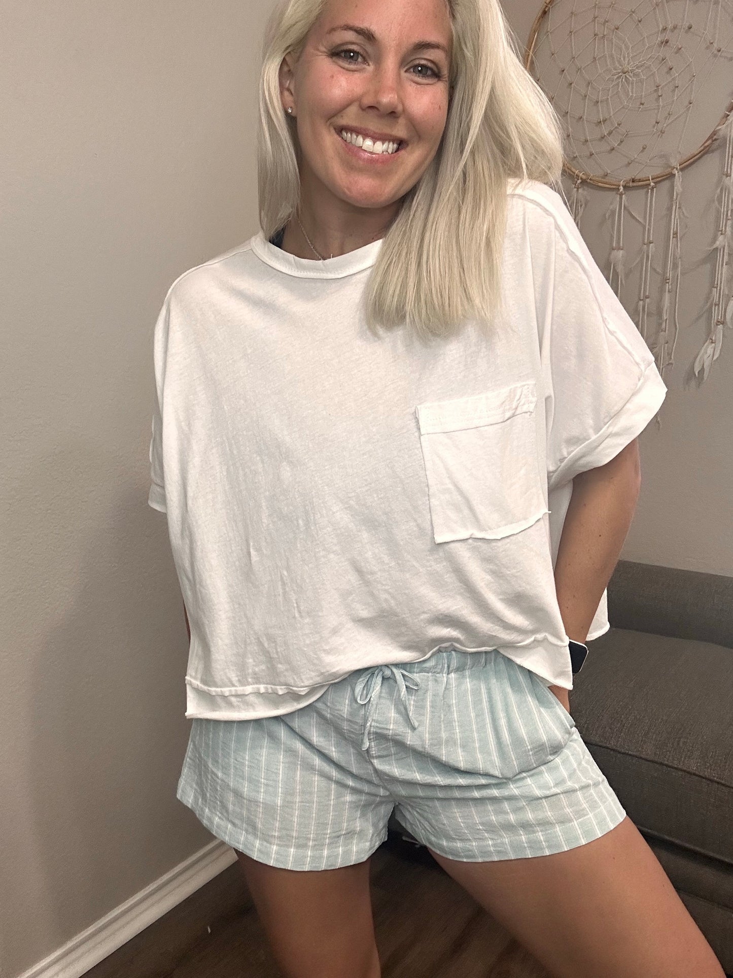 Sky Blue Linen Short