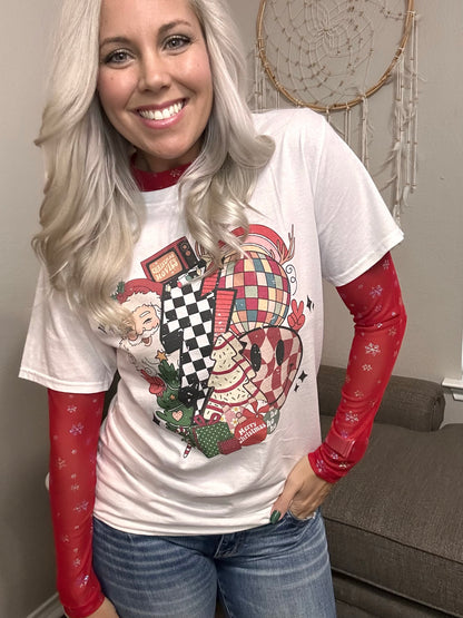 Red Snowflake Sheer Long Sleeve