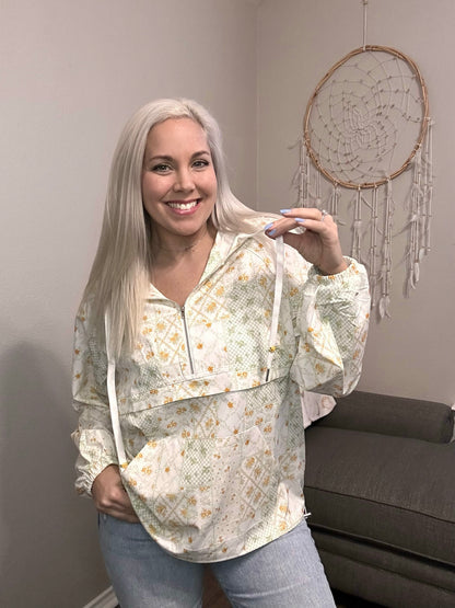 Dainty Flower Patch Pullover Windbreaker