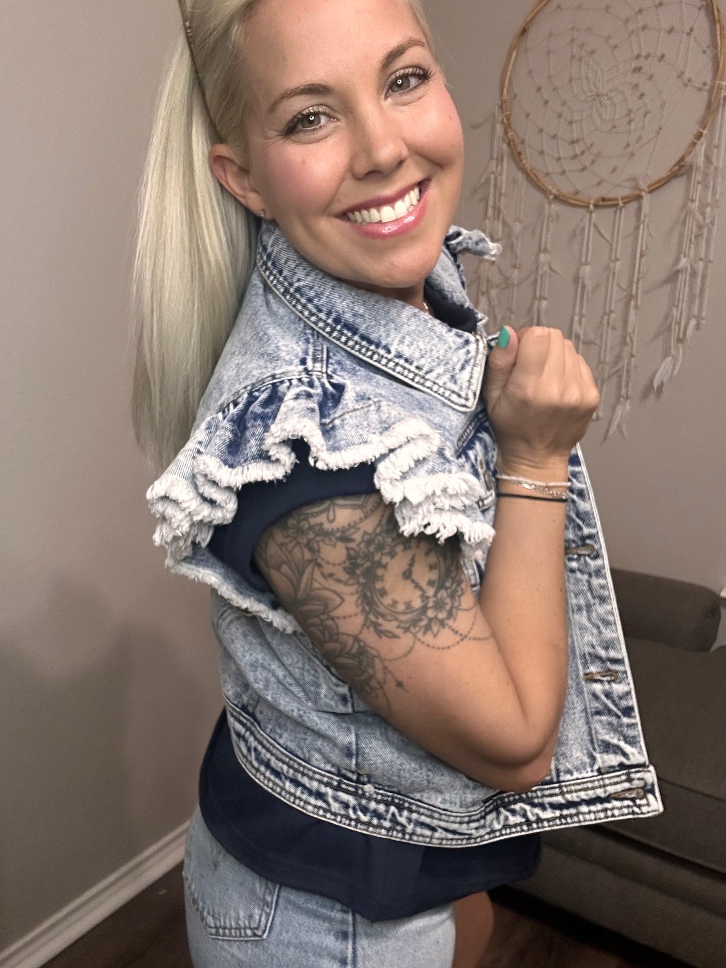 Ruffle Rebel Denim Vest