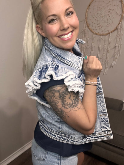 Ruffle Rebel Denim Vest