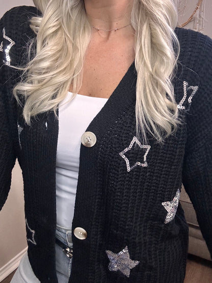 Sequin Star Knitted Cardigan